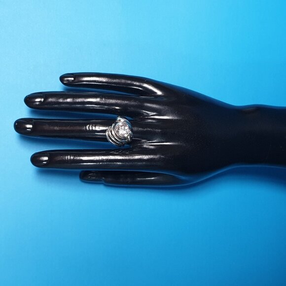 Bold Vintage Sterling Silver Cubic Zirconia Statement Ring – Size 7 - Picture 7 of 14